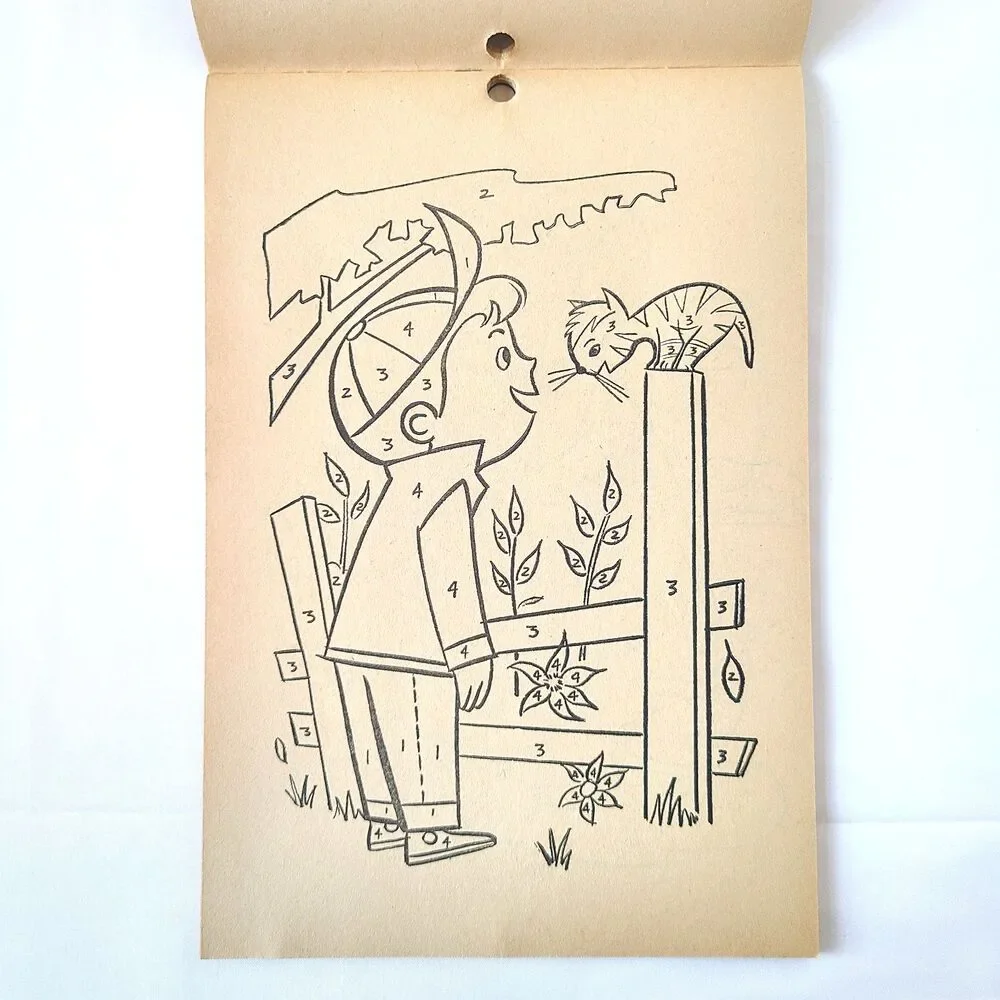 Vintage 1960s Childrens Color By The Numbers Coloring Activity Book Lowe Retro